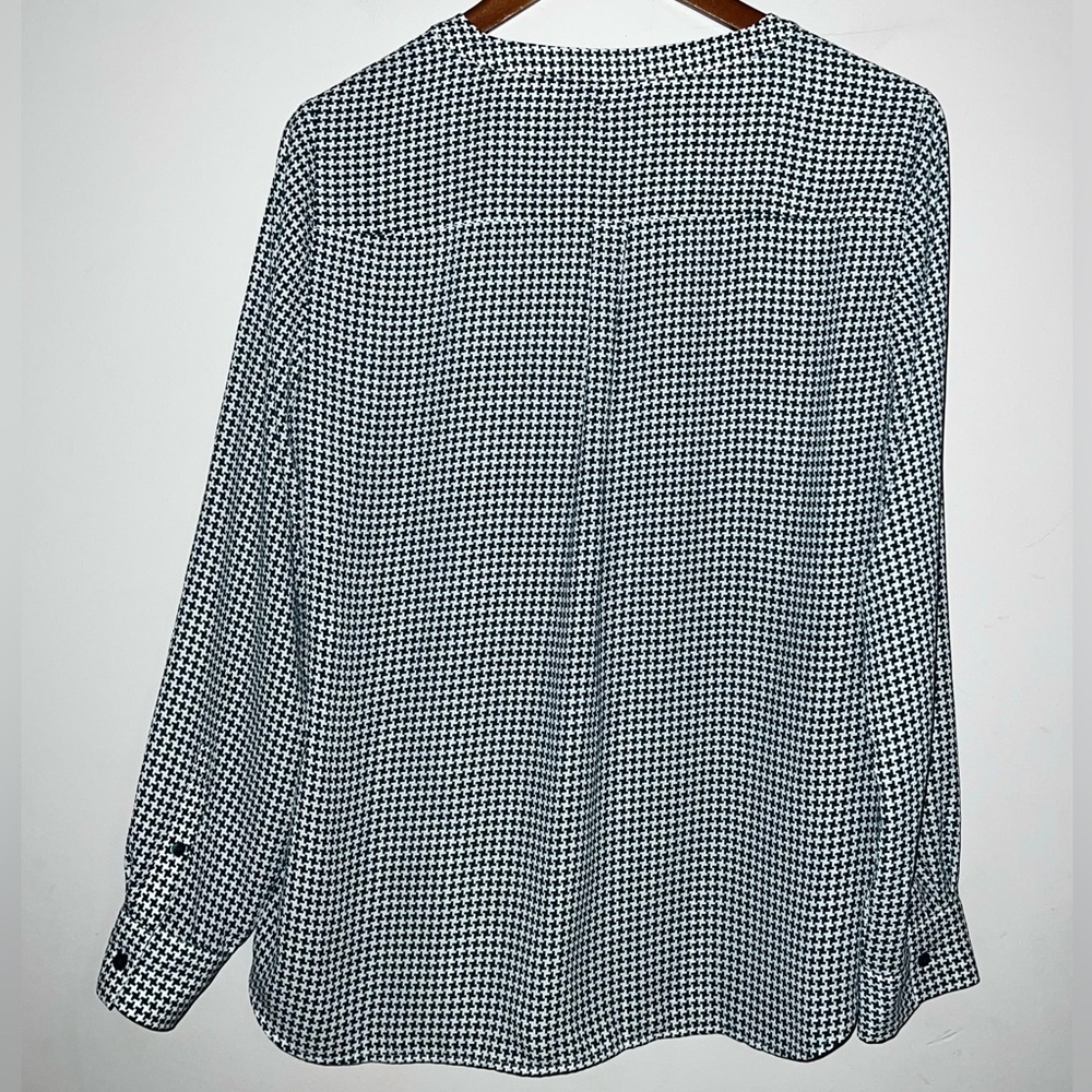 Talbots Houndstooth Print Button Down Flowy Blous… - image 4